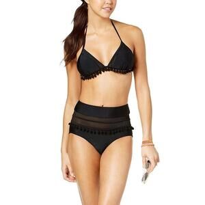 Hula Honey Womens Pom Pom Halter Bikini Top Size M